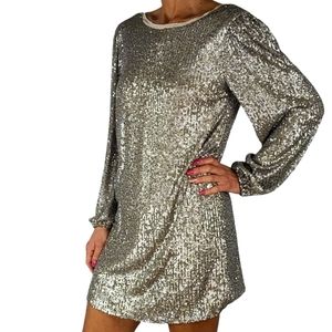 NWT Gentle Fawn JULIETTE Sequin Dress Small Platinum